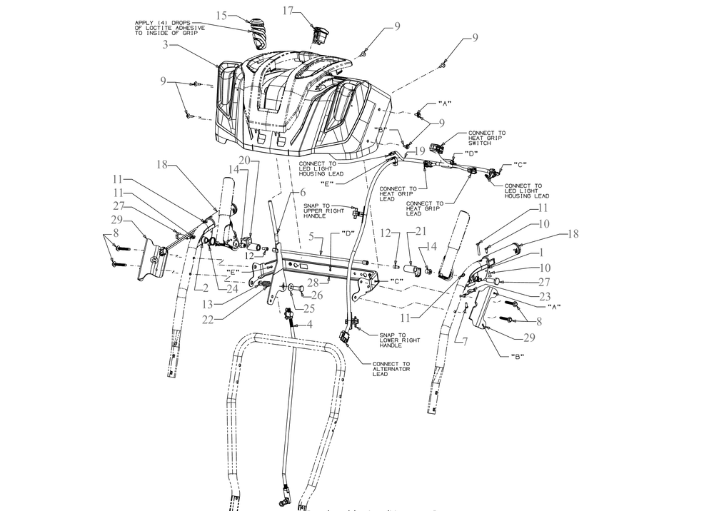 Panel Diagram and Parts List for 3X26-INCHTRAC (31AH7DVX710)(2019) Cub Cadet Snow Blower